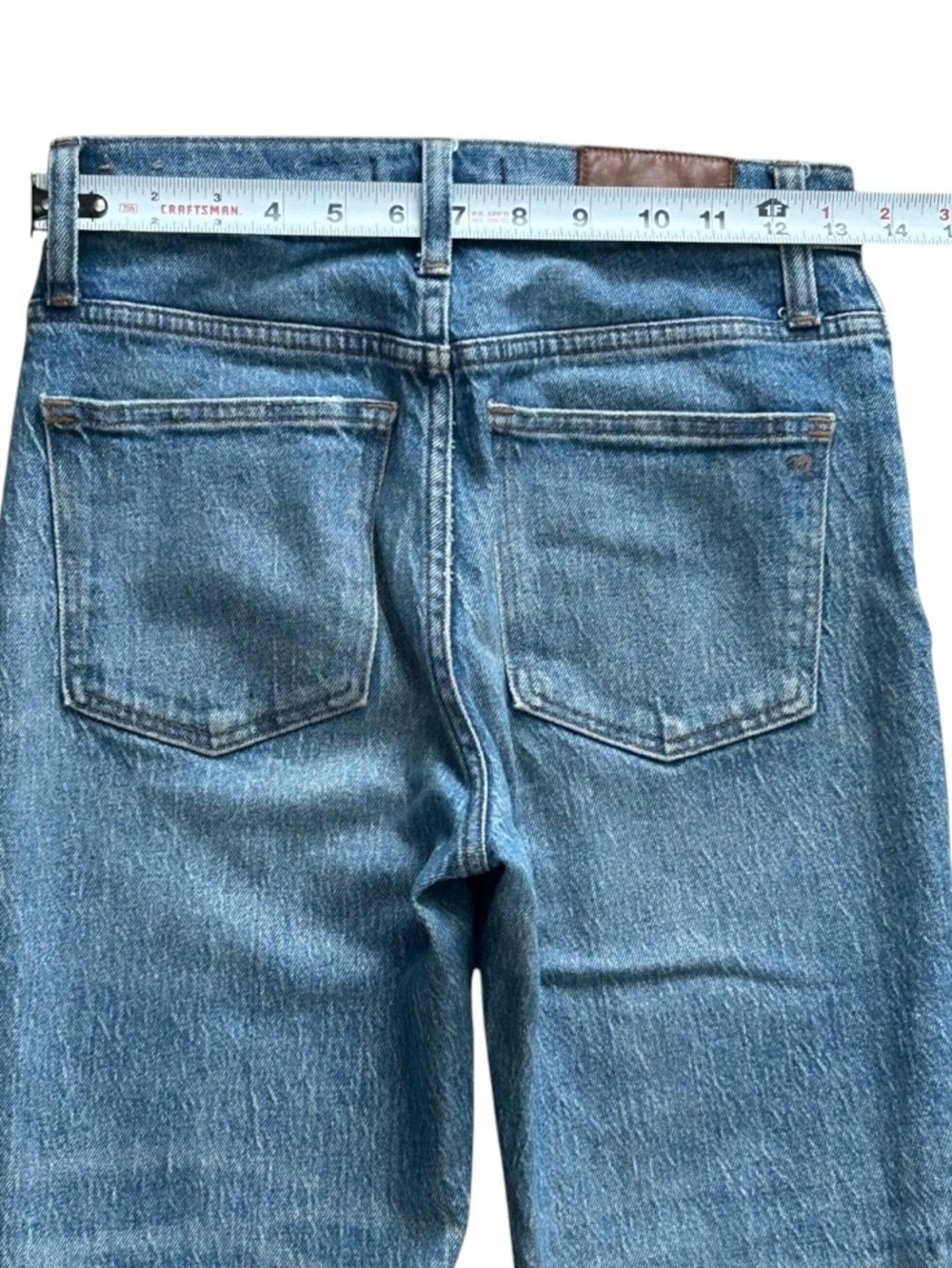 Madewell High Rise Slim Crop Boyjean Jeans 24P Stretch Distressed Raw Hem Blue - Picture 7 of 11